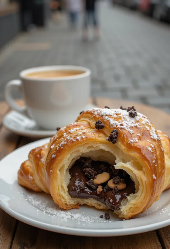 Kekszes croissant tálalva