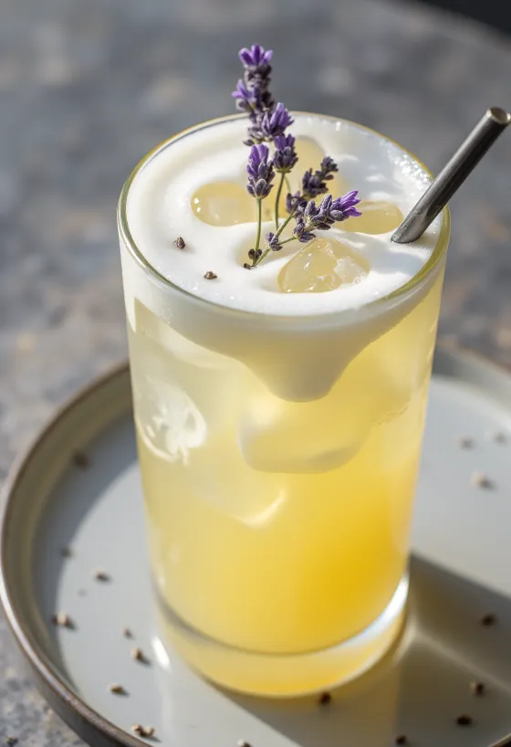 Levendulás habos limonádé friss mentalevelekkel és levendulával