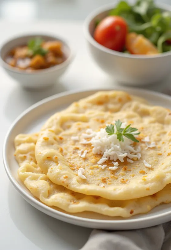 Palappam kókusztejjel, frissen sült, puha és ínycsiklandó