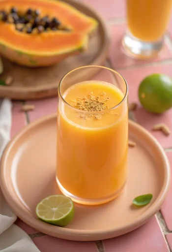 Papaya lassi, frissítő ital papayával, joghurttal és lime levével