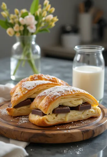 Frissen sült svájci csokoládés croissant