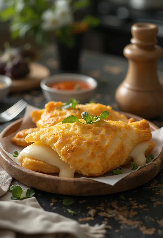 Taiyaki sajttal, tálalva friss petrezselyemmel