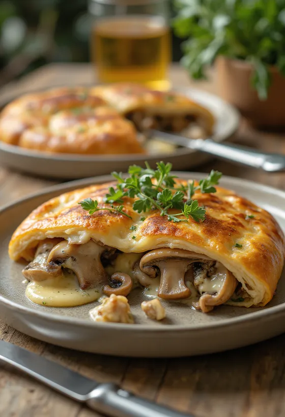 Vargányás calzone aranybarnára sütve