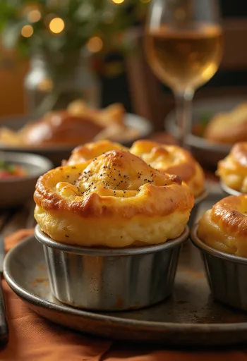 Yorkshire pudding klasszikus változata, ropogós külsővel és puha belsővel