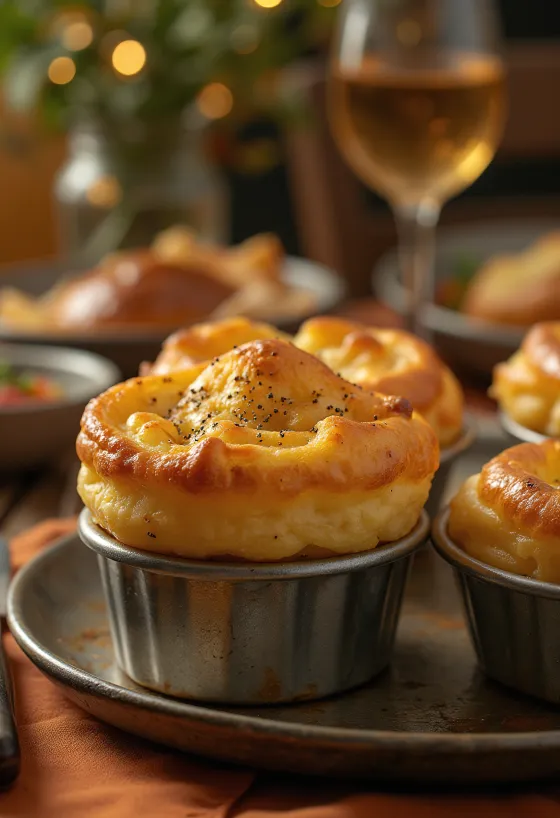 Yorkshire pudding klasszikus változata, ropogós külsővel és puha belsővel