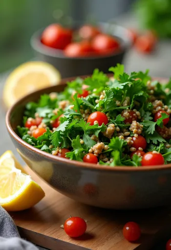 Keto tabbouleh saláta kenderzhibával