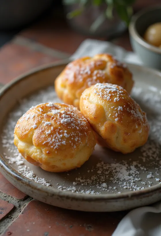 Æbleskiver kardamommal, porcukorral megszórva