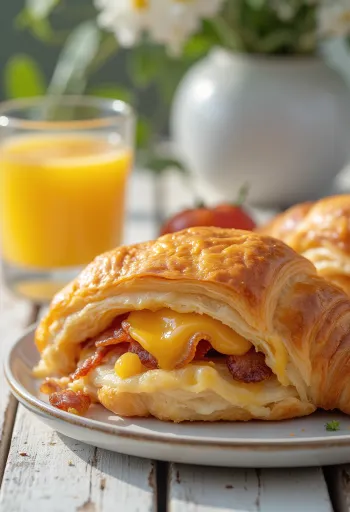 Baconös croissant tálalva