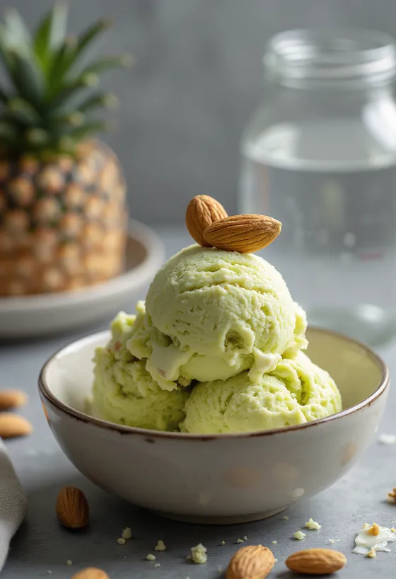 Baskin-Robbins Pistachio Almond fagylalt tálalva