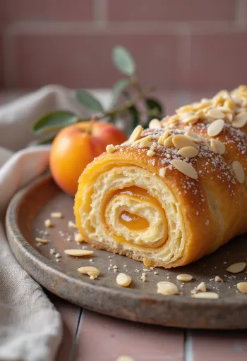 Bolo de Rolo mandulával, mandulás lekvárral töltött tekercs szeletek