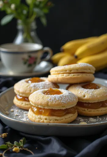 Citromos-banános linzer tálalva
