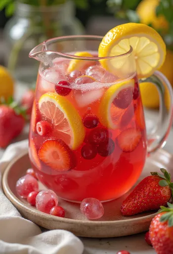 Frissítő eper-ribizli limonádé pohárban mentával és jéggel