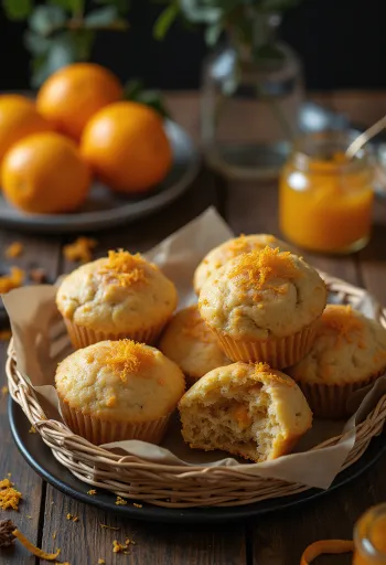 Gesztenyés-narancsos muffin tálalva