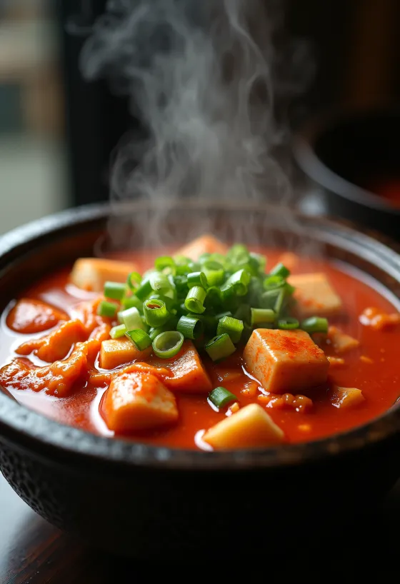 Forró kimchi leves tálban