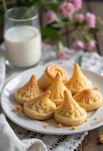 Krumkake kardamommal, frissen sült és porcukorral díszítve