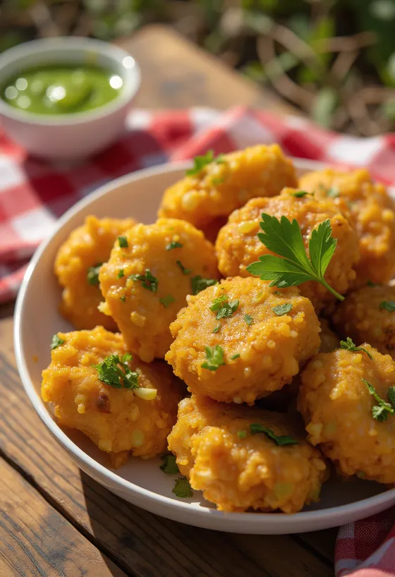 Moong dal pakora tálalva, ropogós és fűszeres falatkák