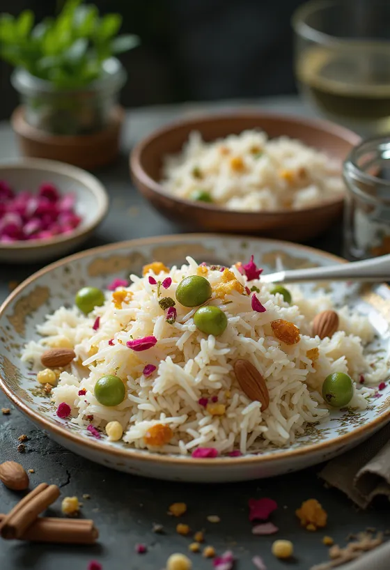 Shada mishti pulao, édes rizs mandulával és mazsolával