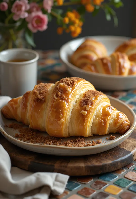 Frissen sült svéd fahéjas croissant