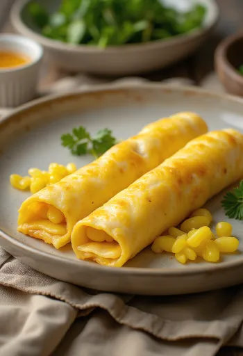 Tamagoyaki Omlett, japán omlett puha, dús textúrával, feltekert formában