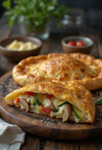 Vegetáriánus calzone aranybarnára sütve
