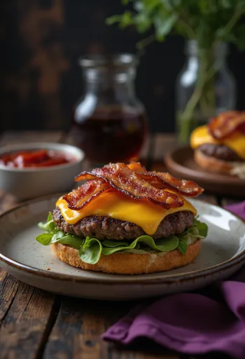 Baconös sajtos hamburger ropogós baconnel és olvadt cheddar sajttal