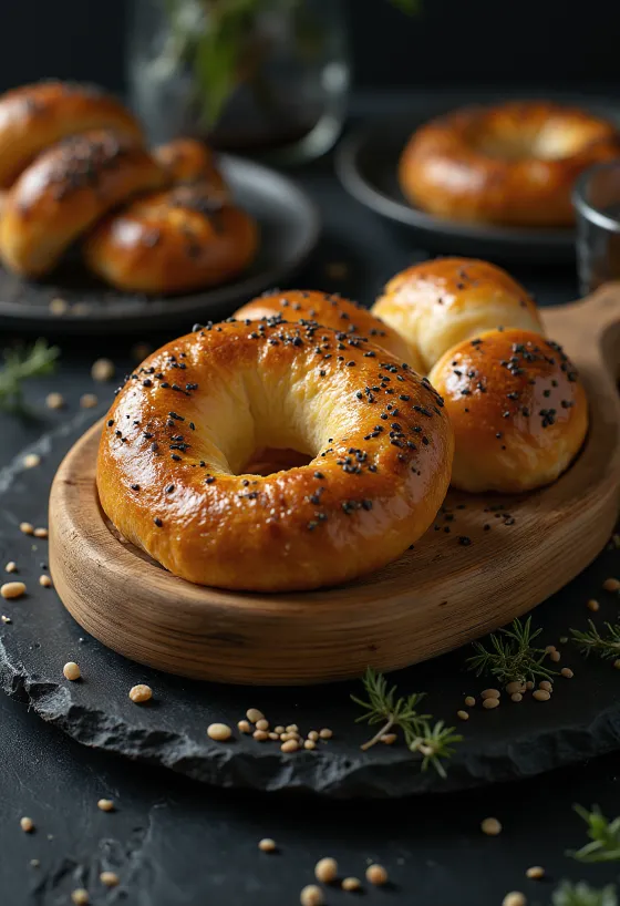 Frissen sült kelet-európai bublik bagel