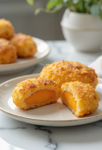 Édesburgonyás korokke, ropogósra sütve, friss salátával tálalva