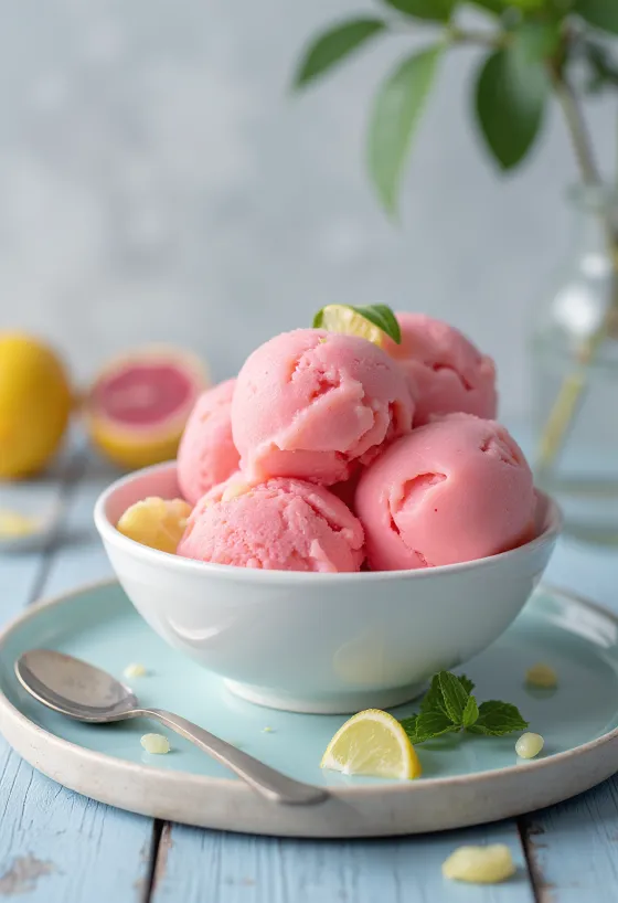 Guava fagylalt tálalva