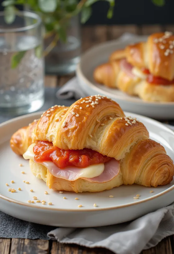Ketchupos croissant tálalva