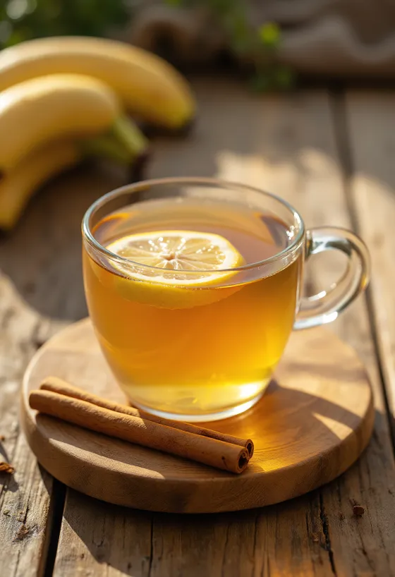 Mentás-banános tea csészében