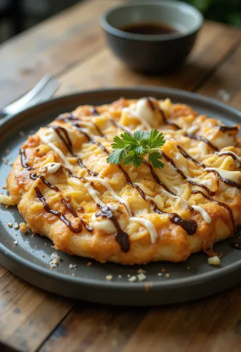 Okonomiyaki pizza káposztával és tonhalpehellyel