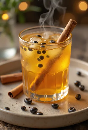 Passiógyümölcsös cider tálalva pohárban
