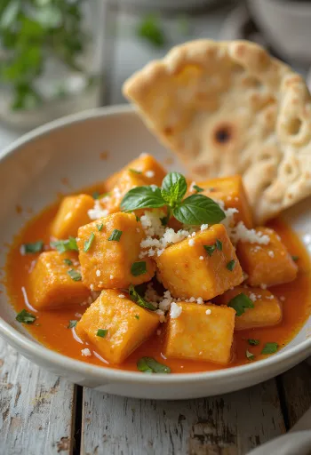 Sült tofu thai szószban tálalva
