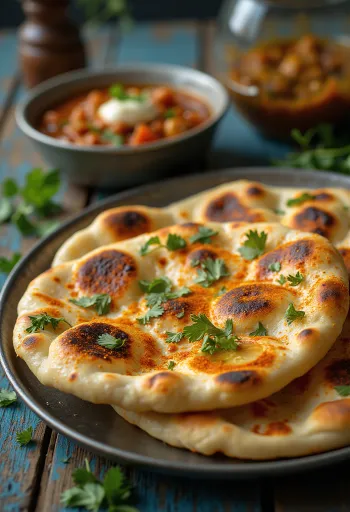 Tandoor naan csípős változatban, korianderrel és csili porral