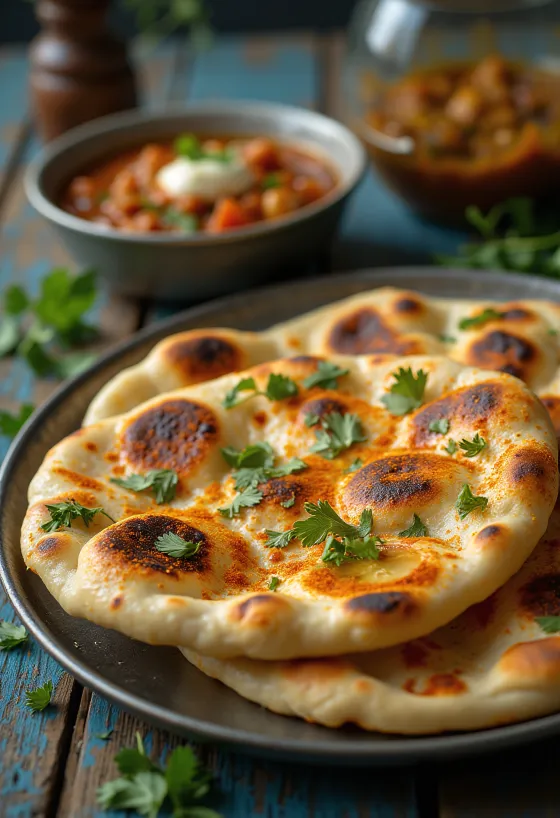 Tandoor naan csípős változatban, korianderrel és csili porral