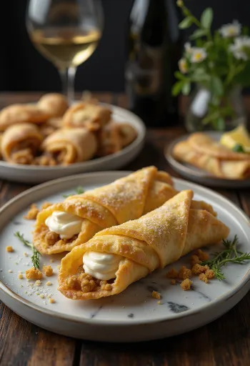 Tokaji boros-marcipános cannoli tálalva
