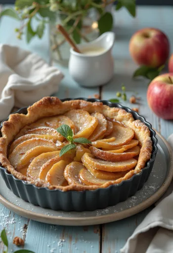 Treacle tart almás töltelékkel, tejszínhabbal tálalva