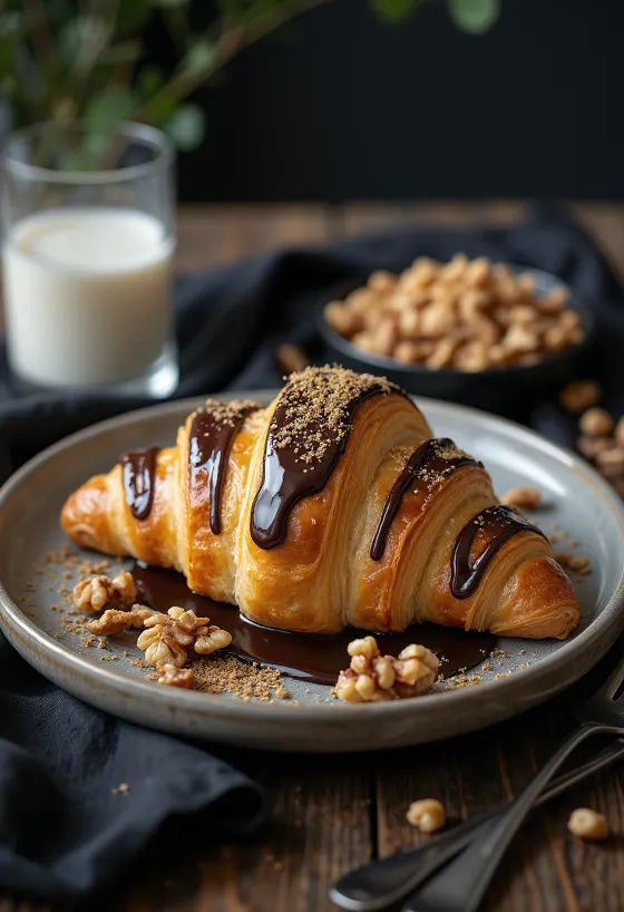 Vegán croissant tálalva