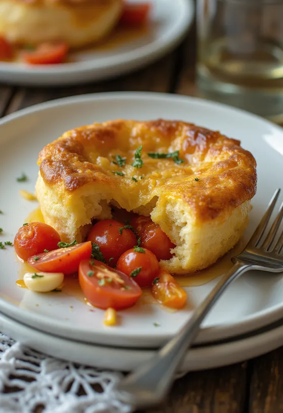 Yorkshire pudding paradicsommal, frissen tálalva