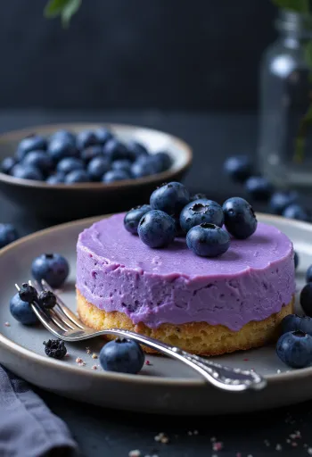 Áfonyás mousse torta friss áfonyával díszítve