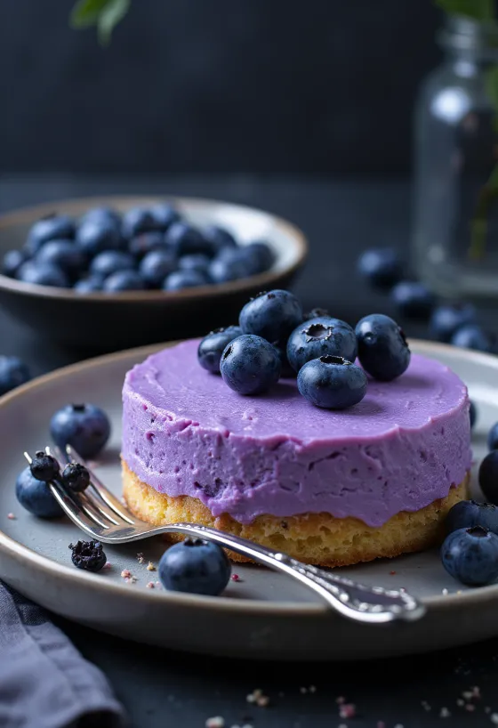 Áfonyás mousse torta friss áfonyával díszítve