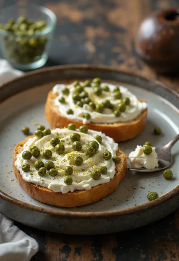 Bagel kapribogyóval és krémsajttal, friss petrezselyemmel díszítve