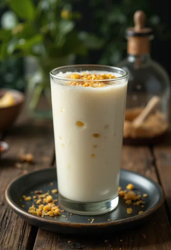 Bhang lassi, indiai frissítő ital joghurttal, banánnal és mentával