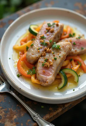 Borjúszelet zöldségágyon tálalva