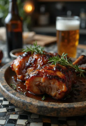 Füstölt BBQ csülök sörös páccal tálalva