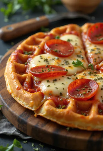 Gofri pizza tálalva