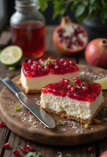 Gránátalmás sajttorta díszítéssel