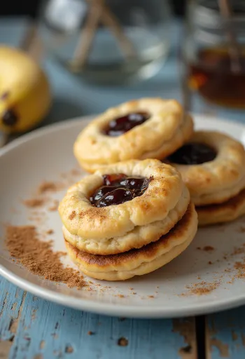 Mézes-banános linzer tálalva