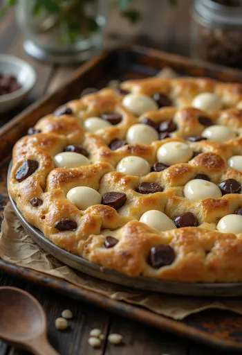 Mogyorókrémes-csokoládés focaccia tálalva