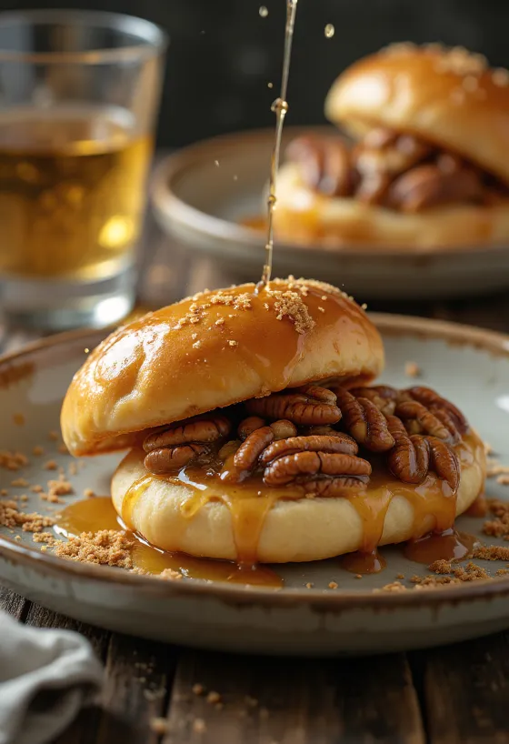 Pekándiós és juharszirupos bao bun tálalva
